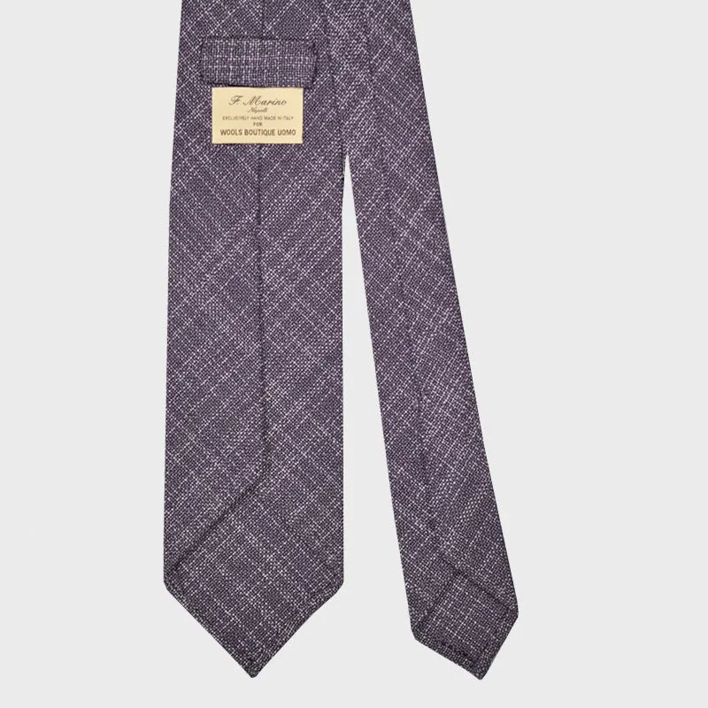 F.Marino Grenadine Wool Tie Handmade 3 Folds Plum