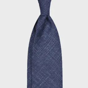 F.Marino Handmade Flamed Wool Tie 3 Folds Indigo Blue