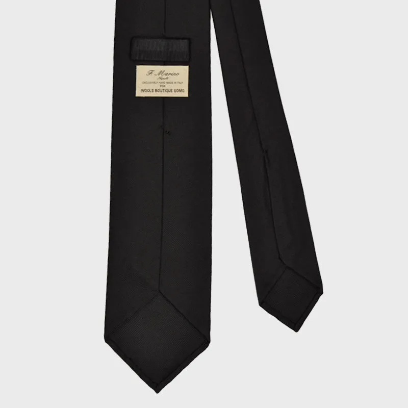 F.Marino Handmade Jacquard Silk Tie 3-Fold Black