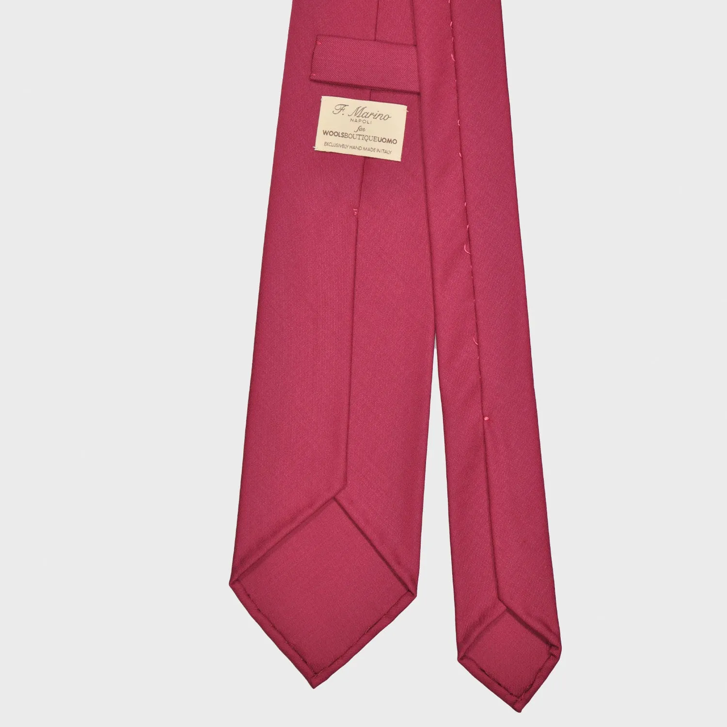 F.Marino Plain Tie 3 Folds Holland&Sherry Wool Magenta Red