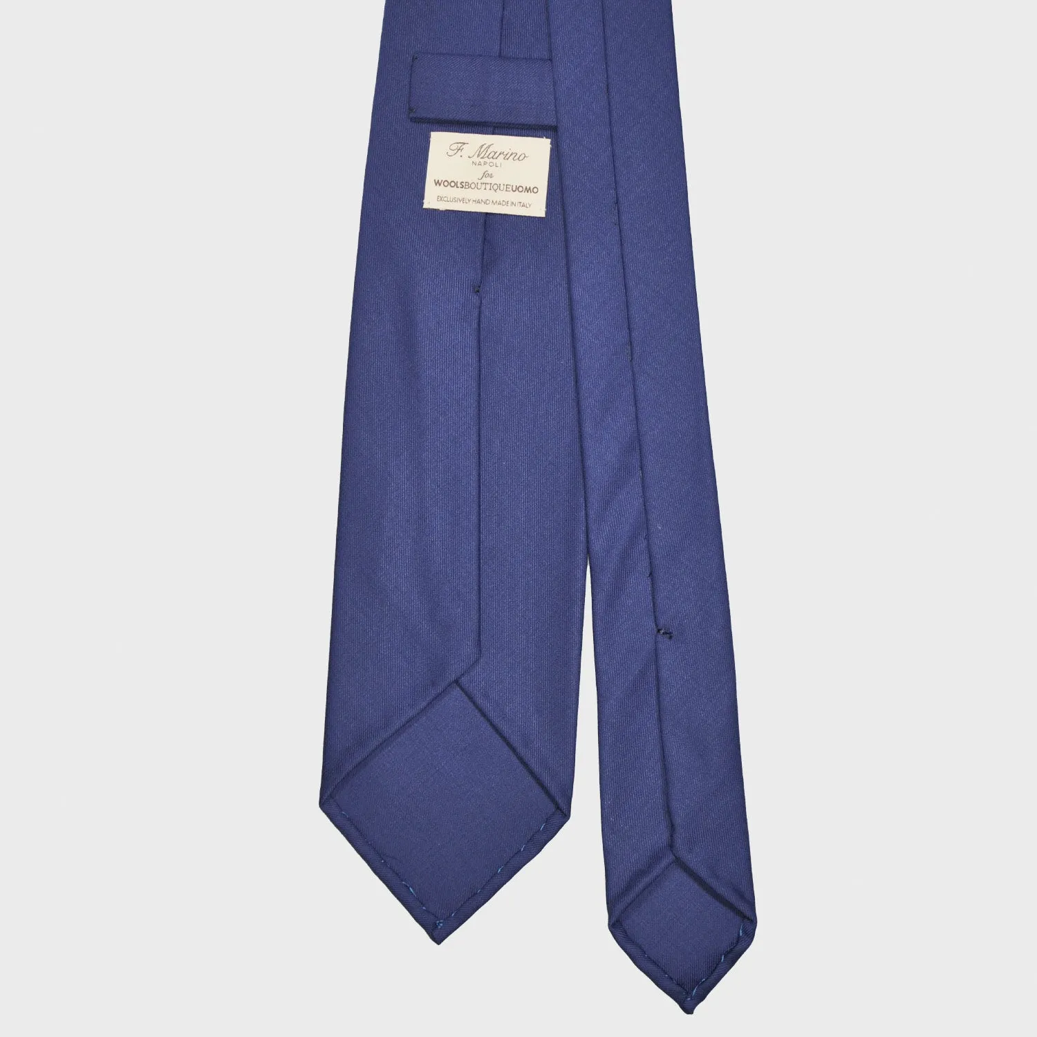 F.Marino Plain Tie 3 Folds Holland&Sherry Wool Pervinca Blue