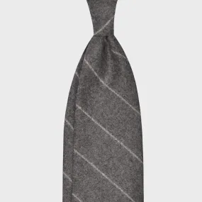 F.Marino Regimental Flannel Wool Tie 3 Folds Smoke Grey