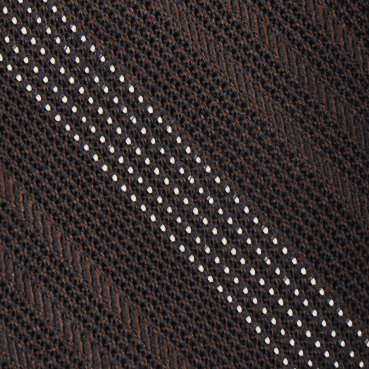 F.Marino Regimental Tie Grenadine Silk 3 Folds Micro Pois Brown