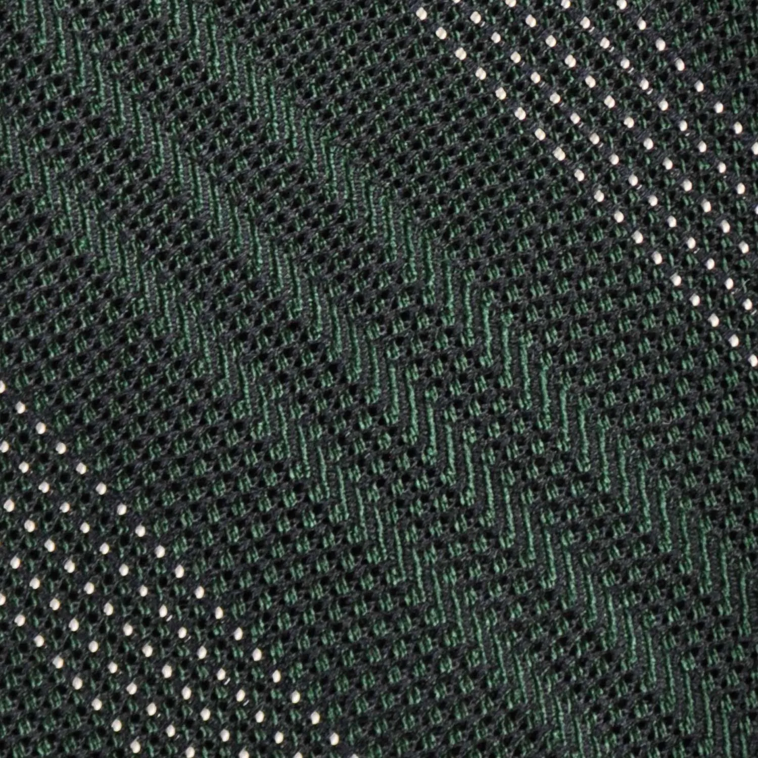 F.Marino Regimental Tie Grenadine Silk 3 Folds Micro Pois Green