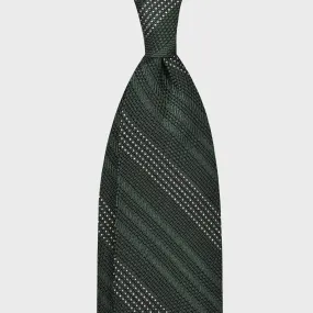 F.Marino Regimental Tie Grenadine Silk 3 Folds Micro Pois Green