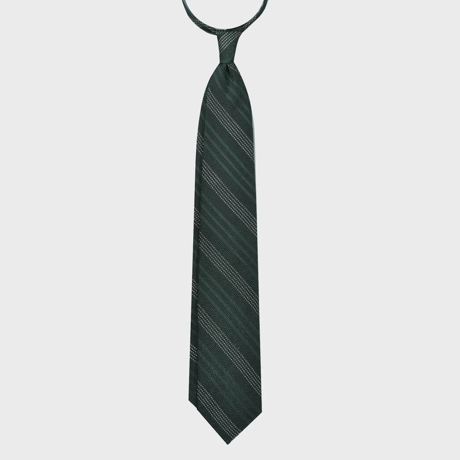 F.Marino Regimental Tie Grenadine Silk 3 Folds Micro Pois Green