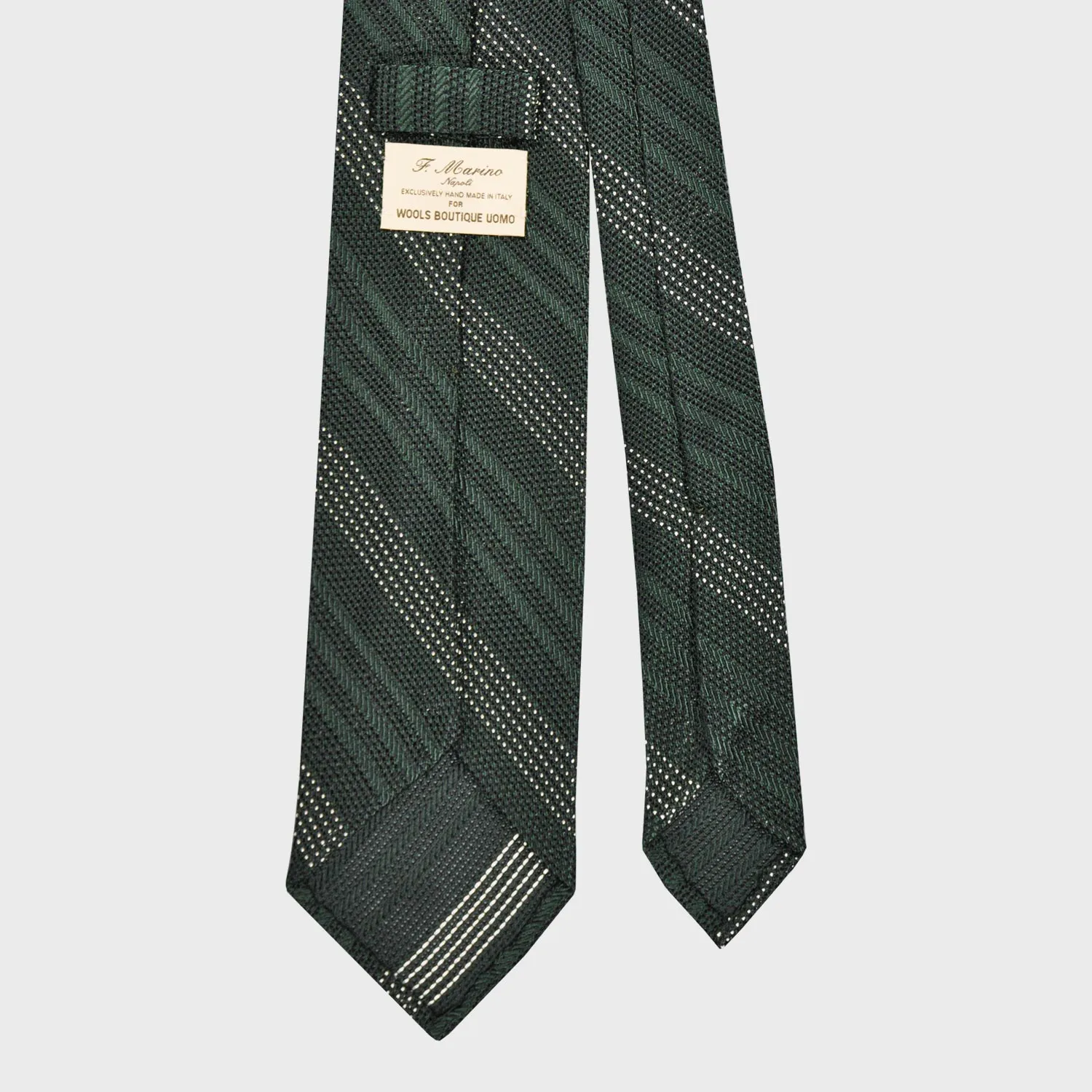 F.Marino Regimental Tie Grenadine Silk 3 Folds Micro Pois Green