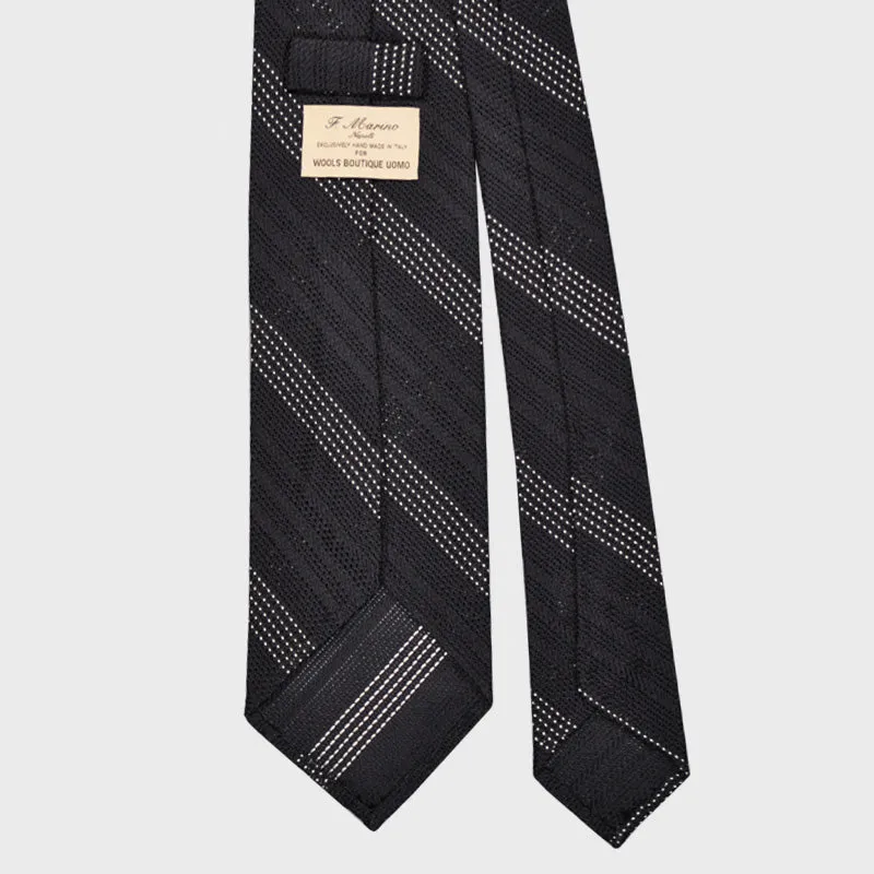 F.Marino Regimental Tie Grenadine Silk 3 Folds Micro Pois