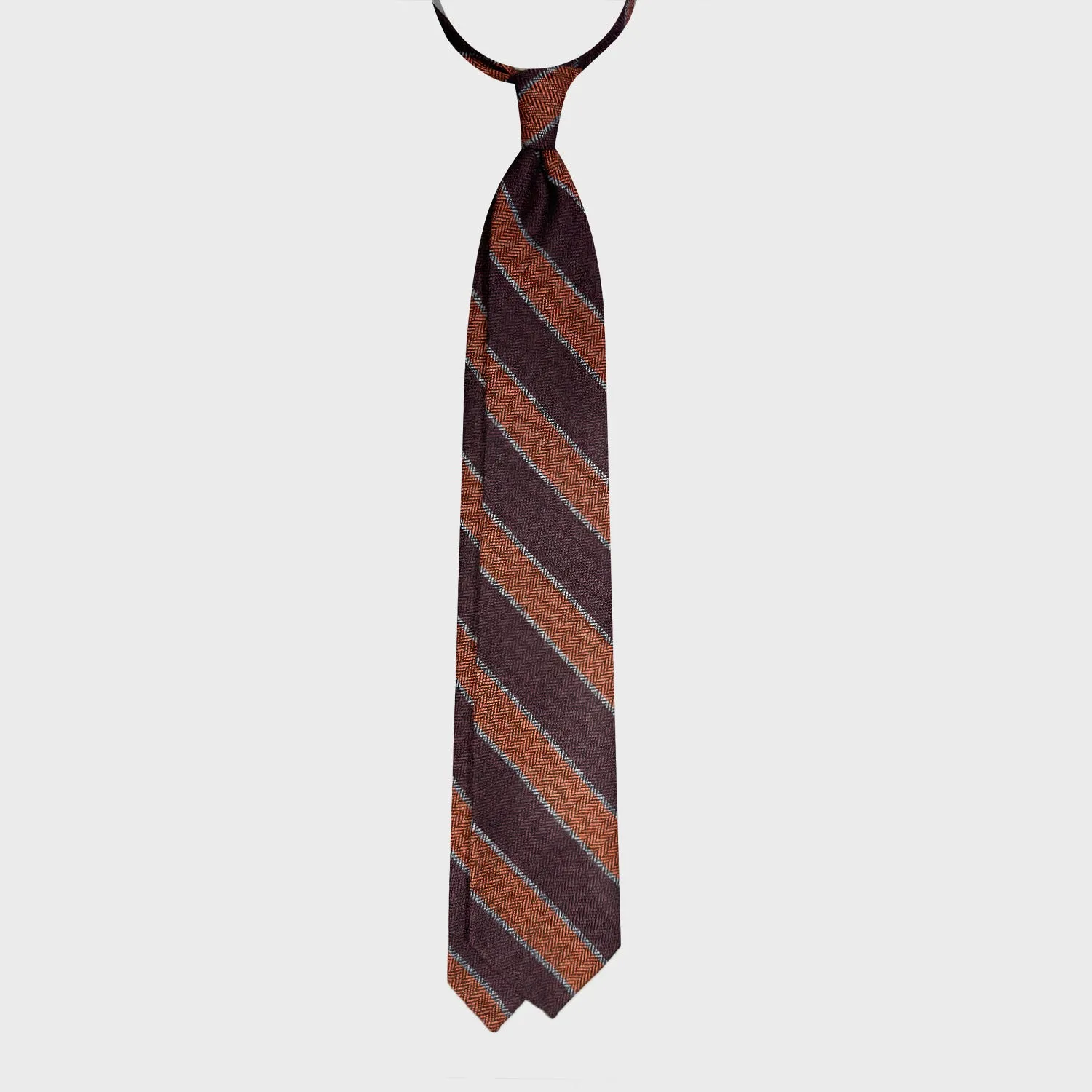 F.Marino Regimental Wool Tie 3 Folds Wine