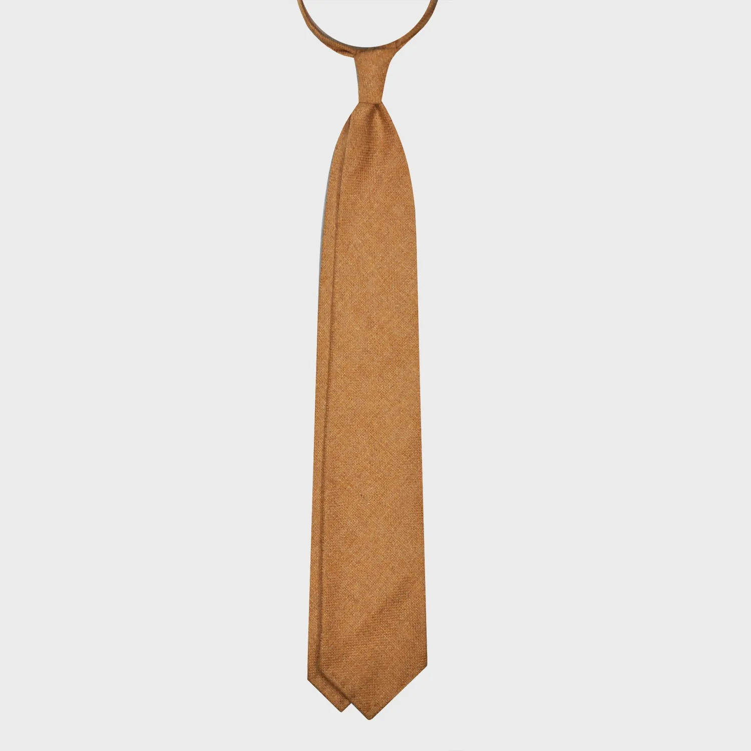 F.Marino Twill Merino Wool Tie 3 Folds Camel