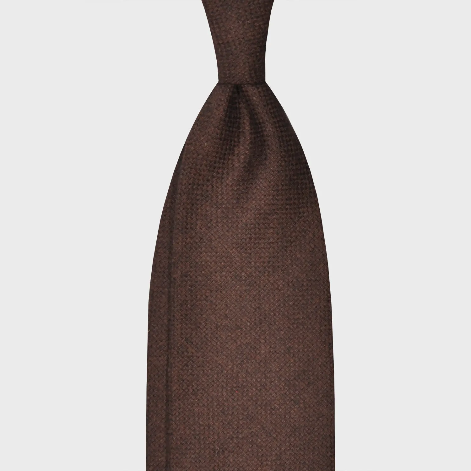 F.Marino Twill Merino Wool Tie 3 Folds Coffee Brown