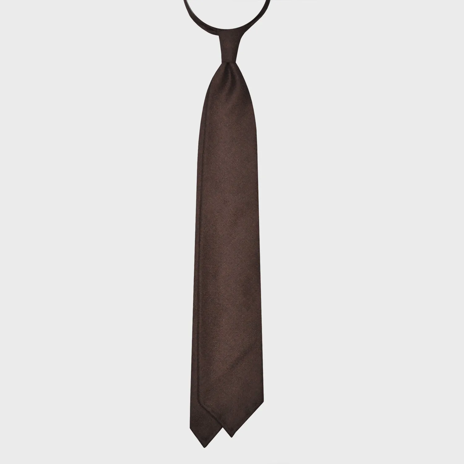 F.Marino Twill Merino Wool Tie 3 Folds Coffee Brown