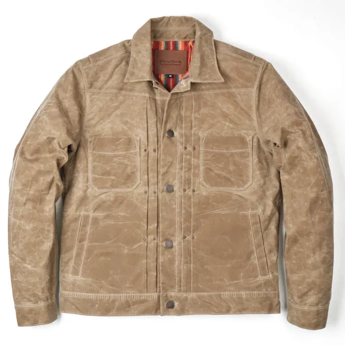 Freenote Cloth Riders Jacket Waxed Canvas - Tobacco with Red Interior