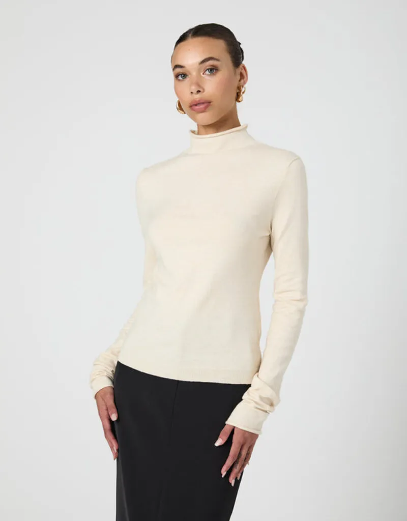 French Connection Cosysoft Fitted High Neck Sweater - Oatmeal