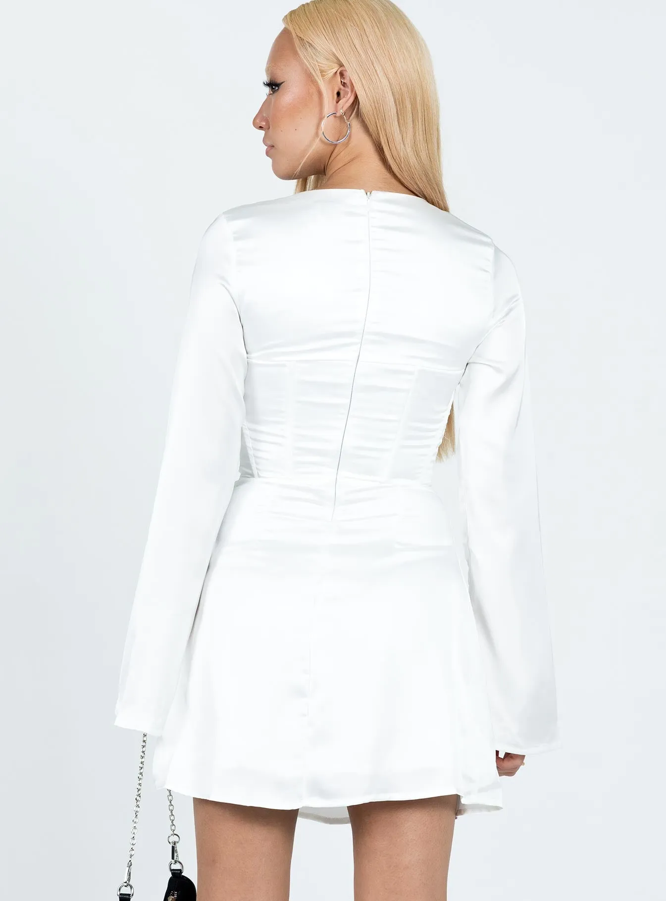 Gael Long Sleeve Mini Dress White