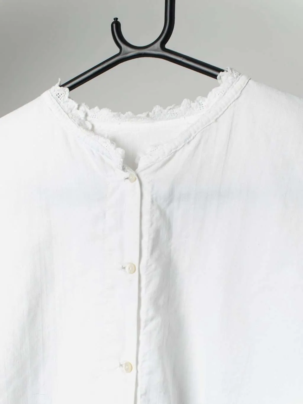 Genuine vintage Victorian white cotton blouse with initials monogram – Large