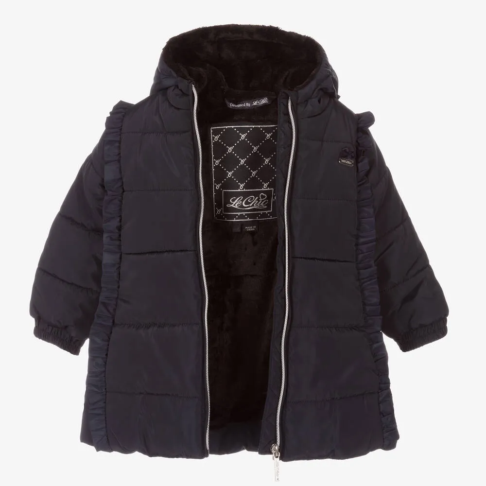 Girls Blue Hooded Coat