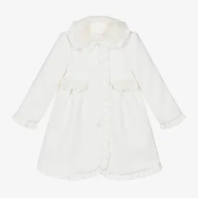 Girls Ivory Felted Coat