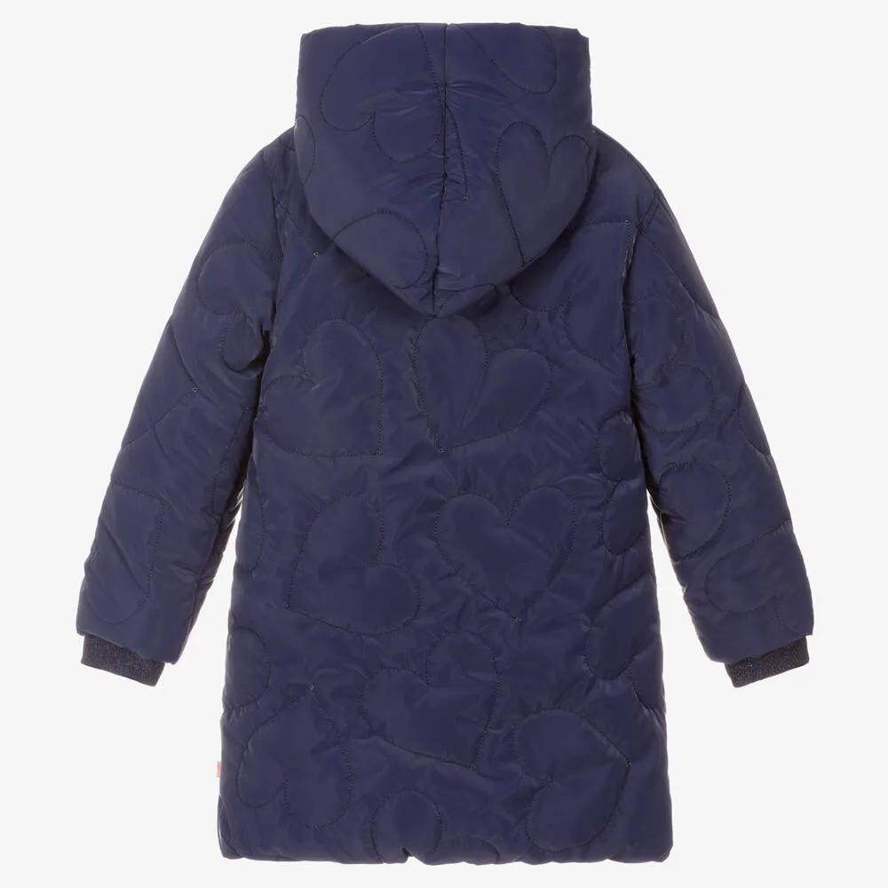 Girls Navy Blue Hooded Coat