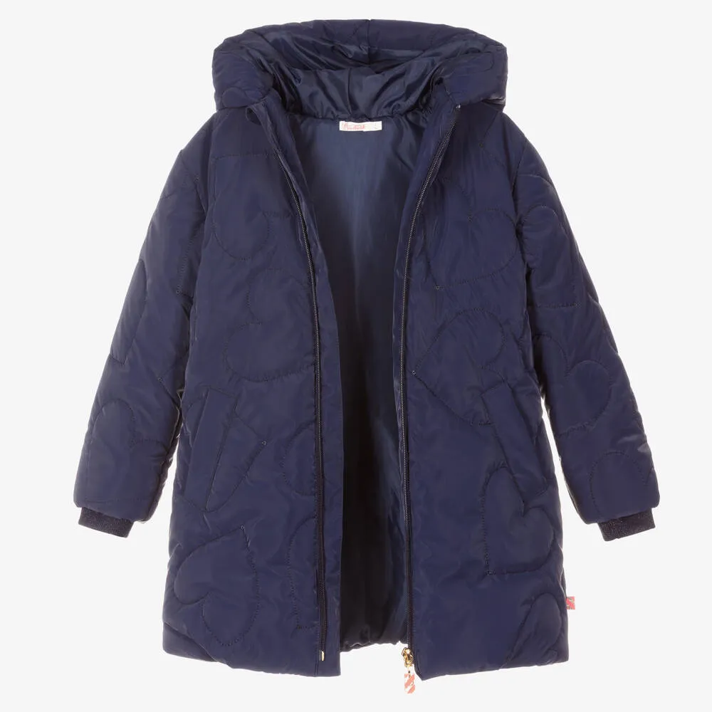 Girls Navy Blue Hooded Coat