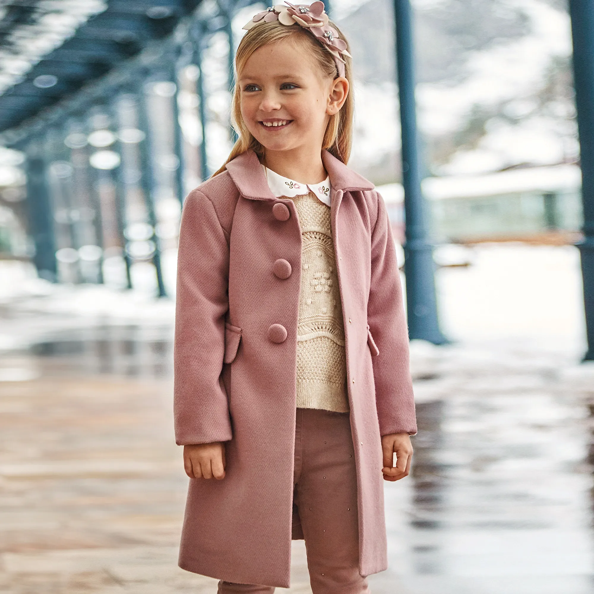 Girls Pink Felted Coat