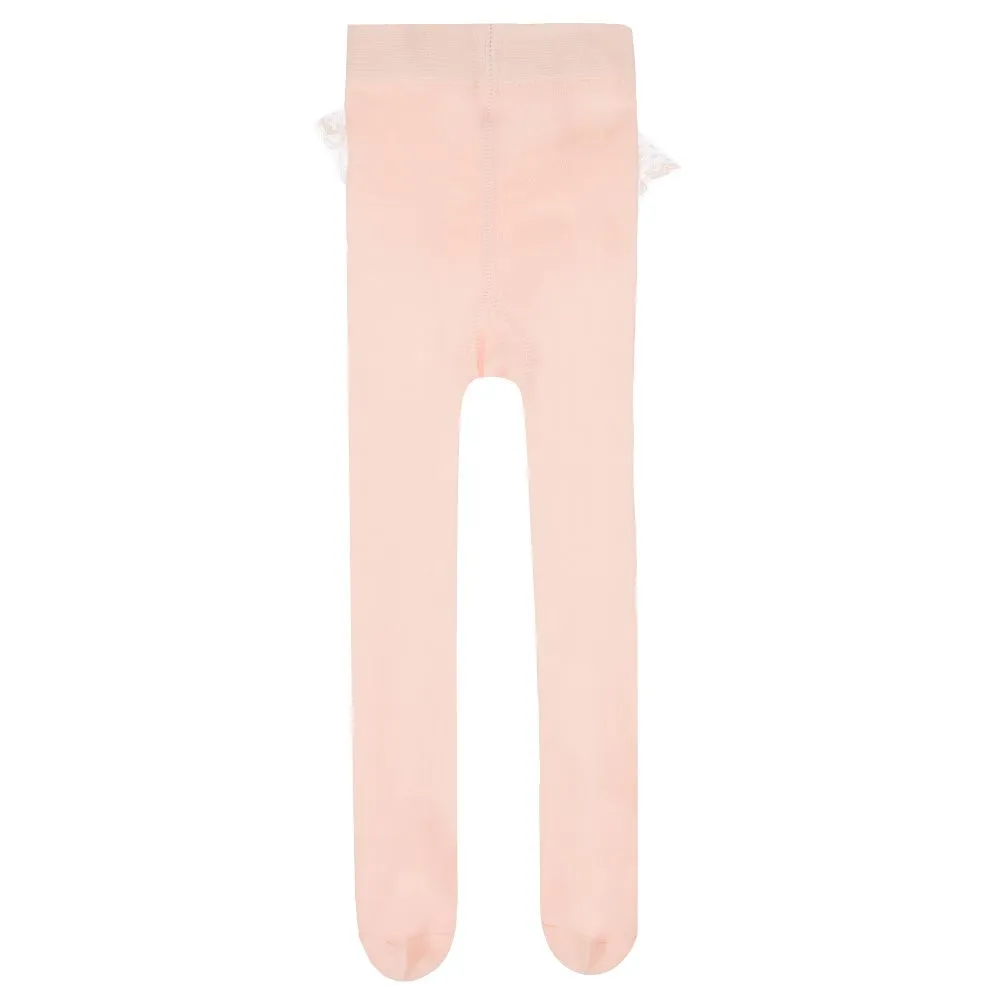 Girls Pink Frill Tights