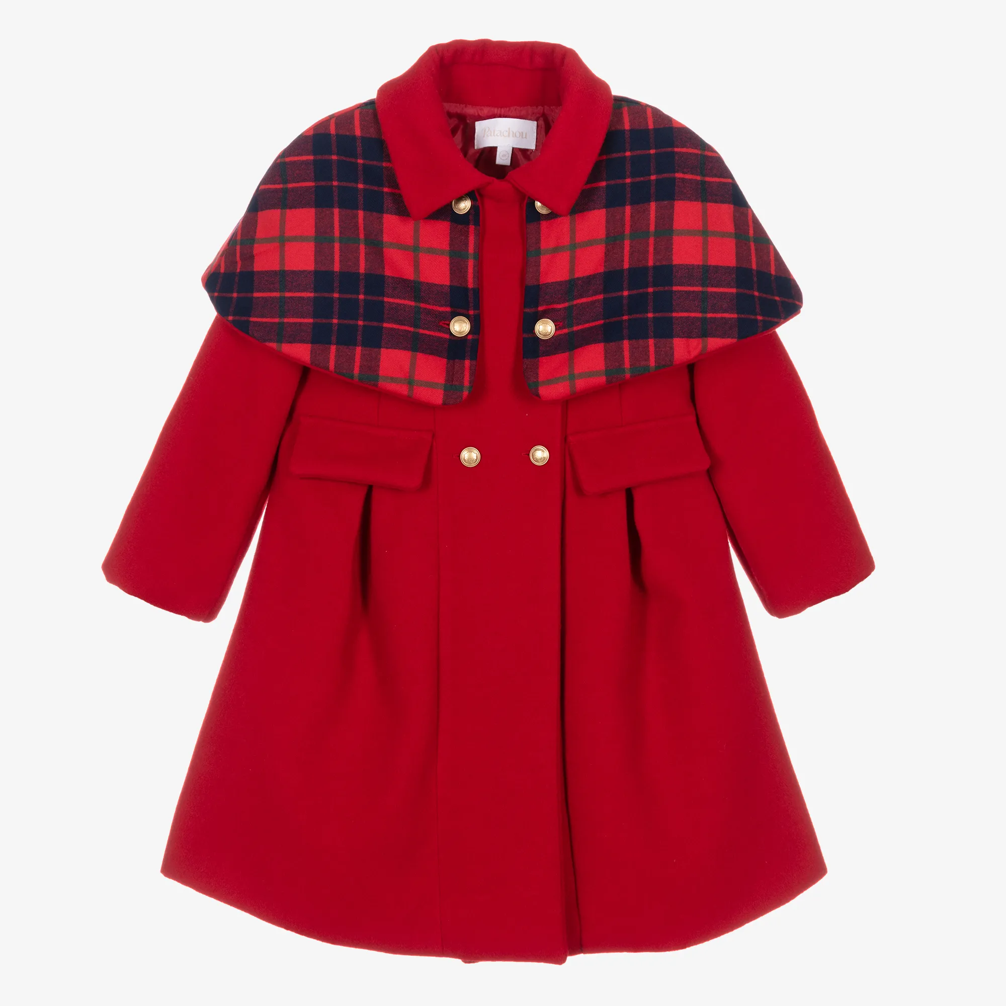 Girls Red Felted Cape Coat