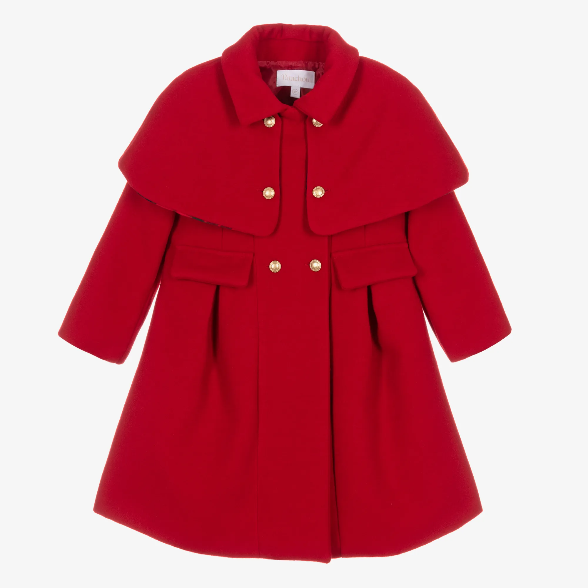 Girls Red Felted Cape Coat