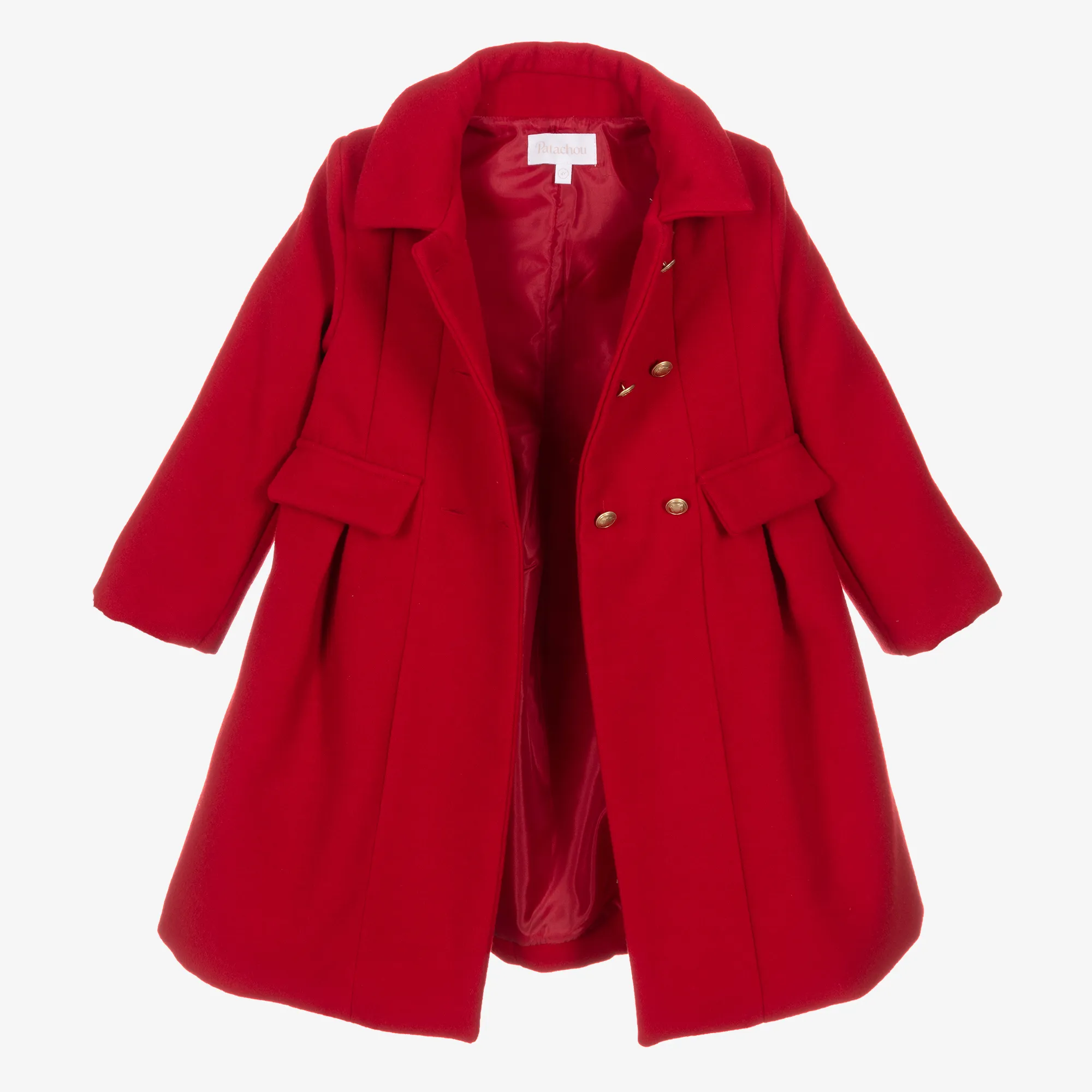 Girls Red Felted Cape Coat