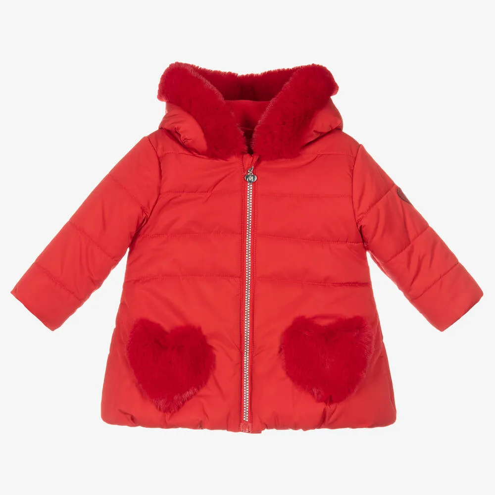 Girls Red Puffer Coat