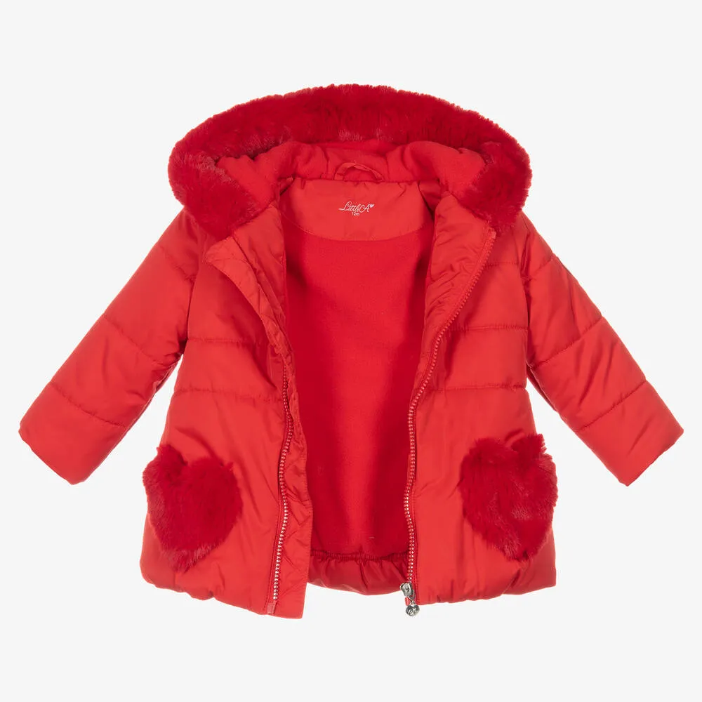 Girls Red Puffer Coat