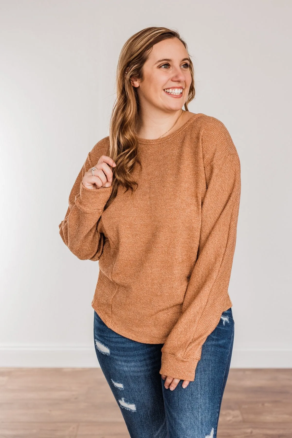 Glitz & Glam Long Sleeve Top- Clay