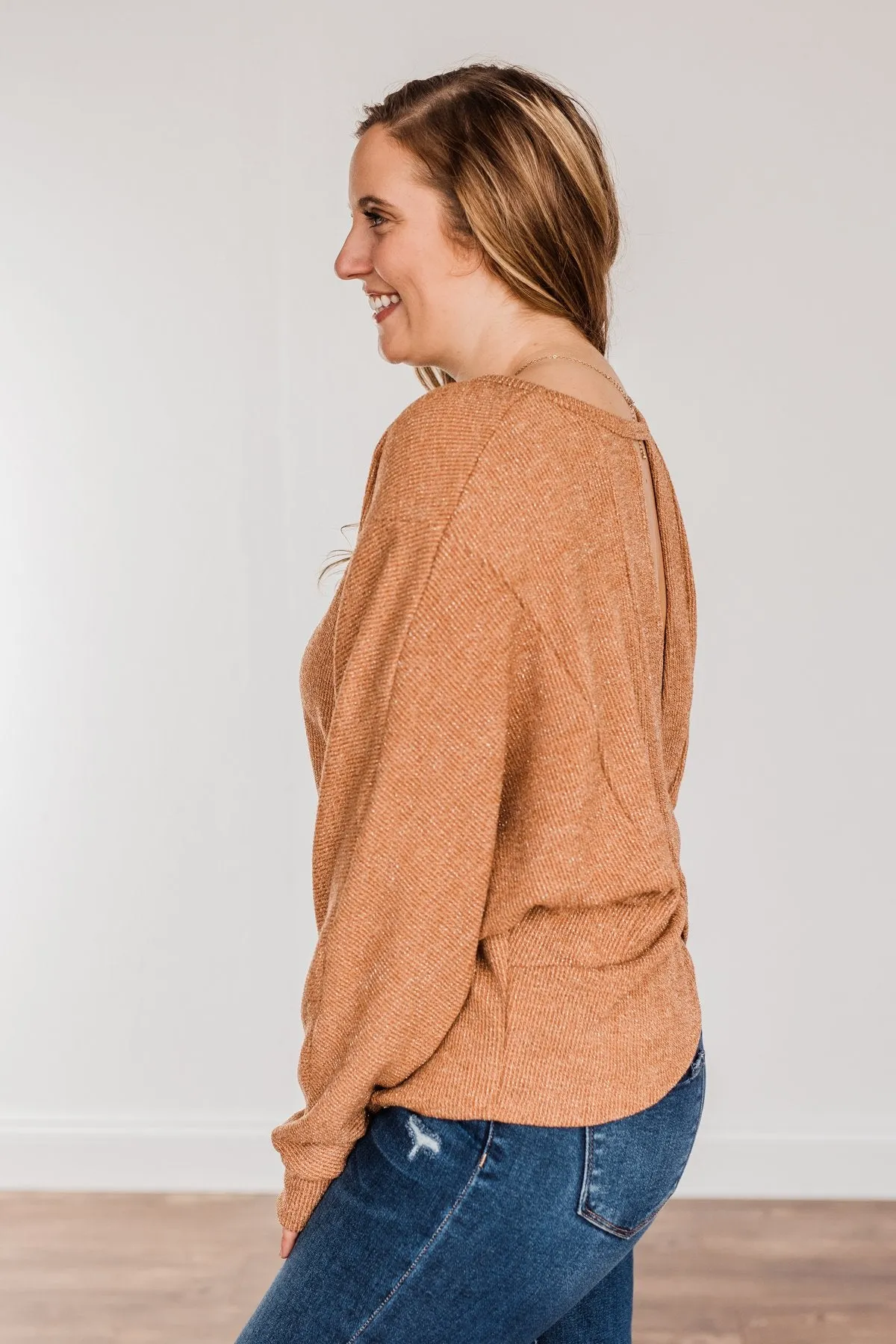 Glitz & Glam Long Sleeve Top- Clay