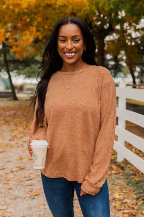 Glitz & Glam Long Sleeve Top- Clay