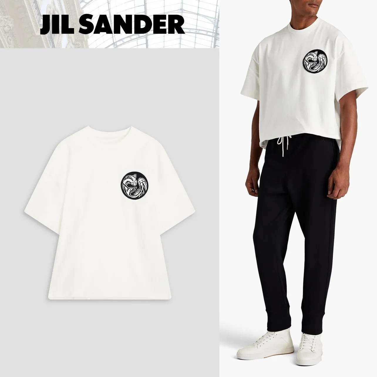 Jil Sander  |Crew Neck Plain Cotton Short Sleeves Logo Designers