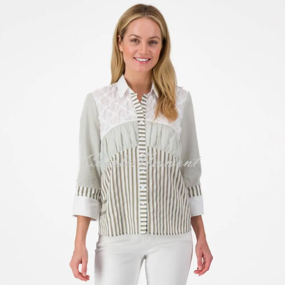 Just White Blouse - Style J2937 (Khaki / White)