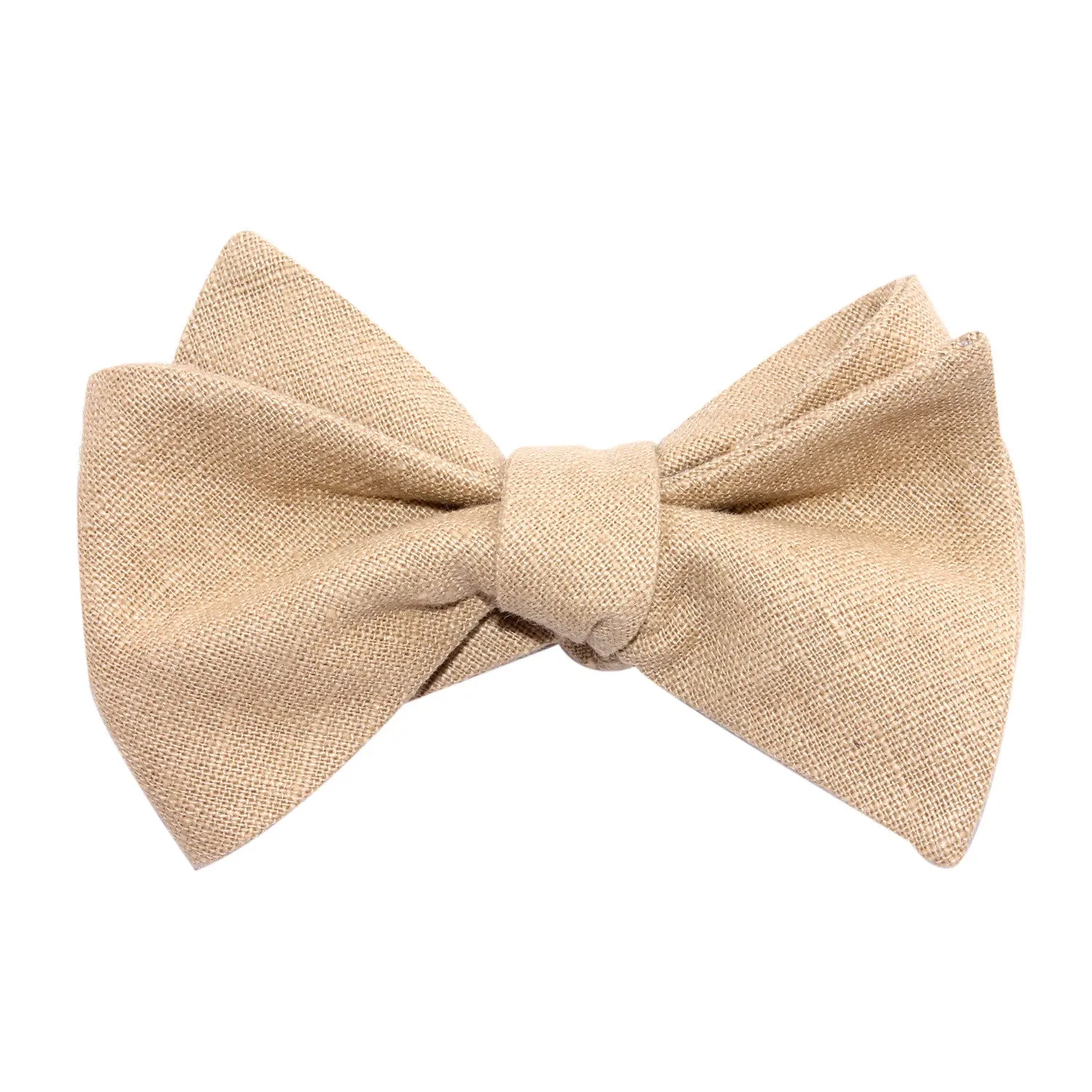 Khaki Linen Self Tie Bow Tie