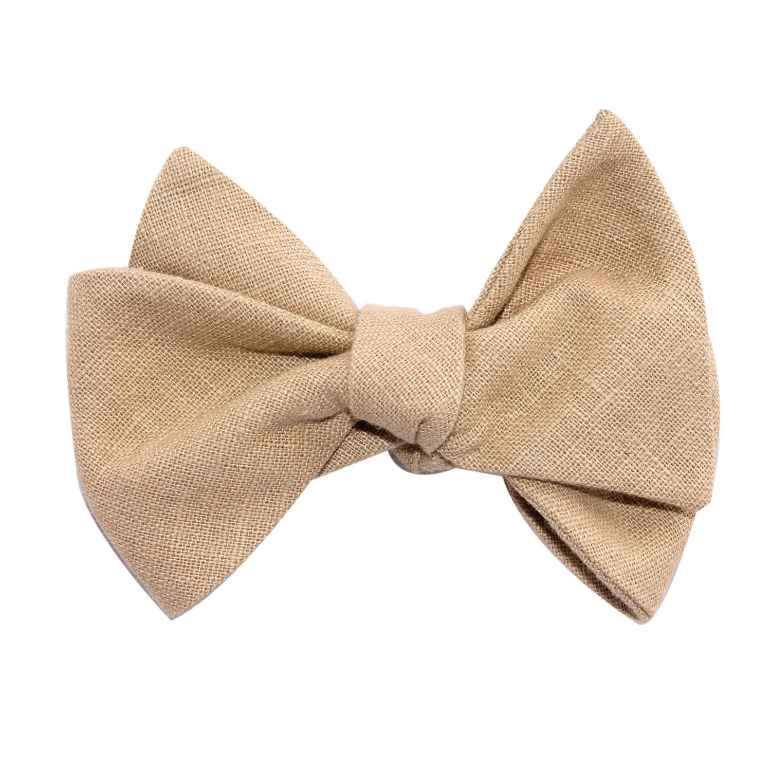 Khaki Linen Self Tie Bow Tie