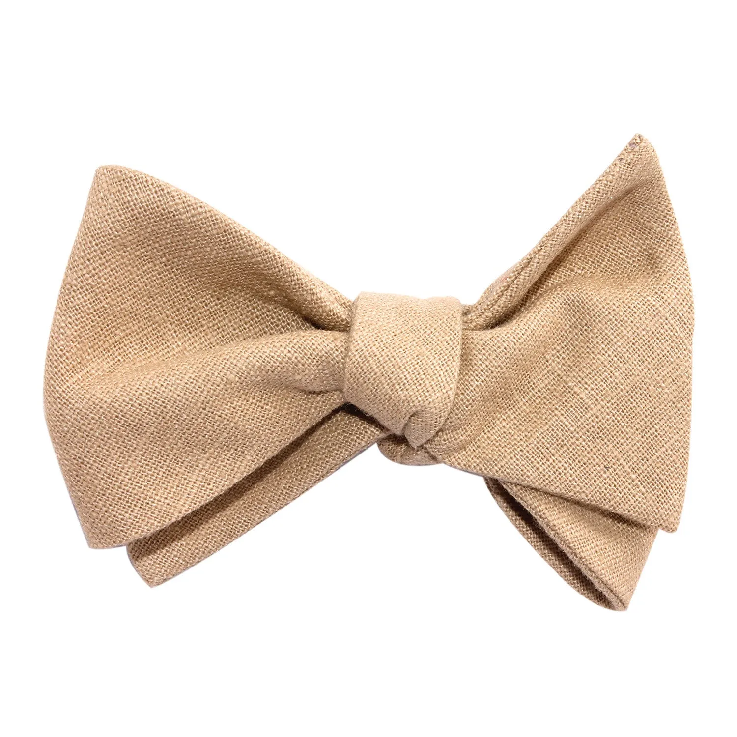 Khaki Linen Self Tie Bow Tie