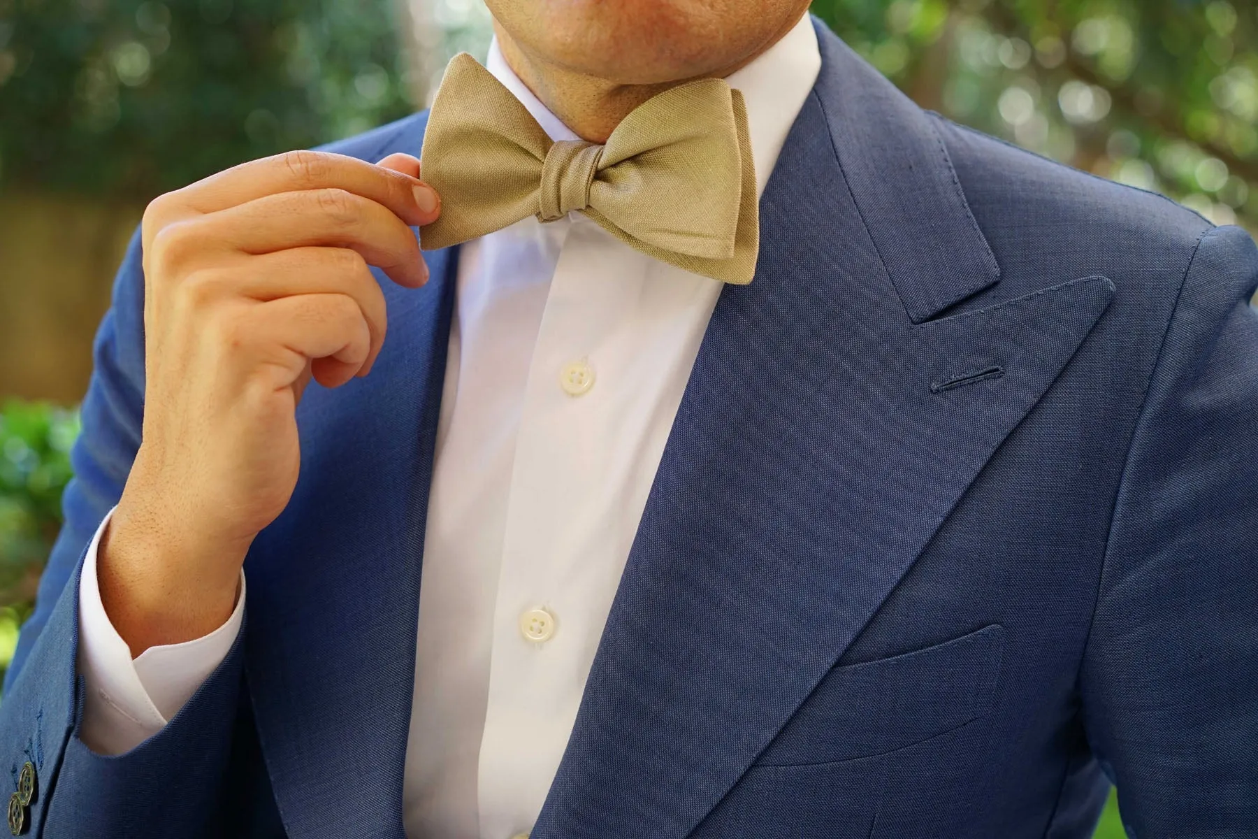 Khaki Linen Self Tie Bow Tie