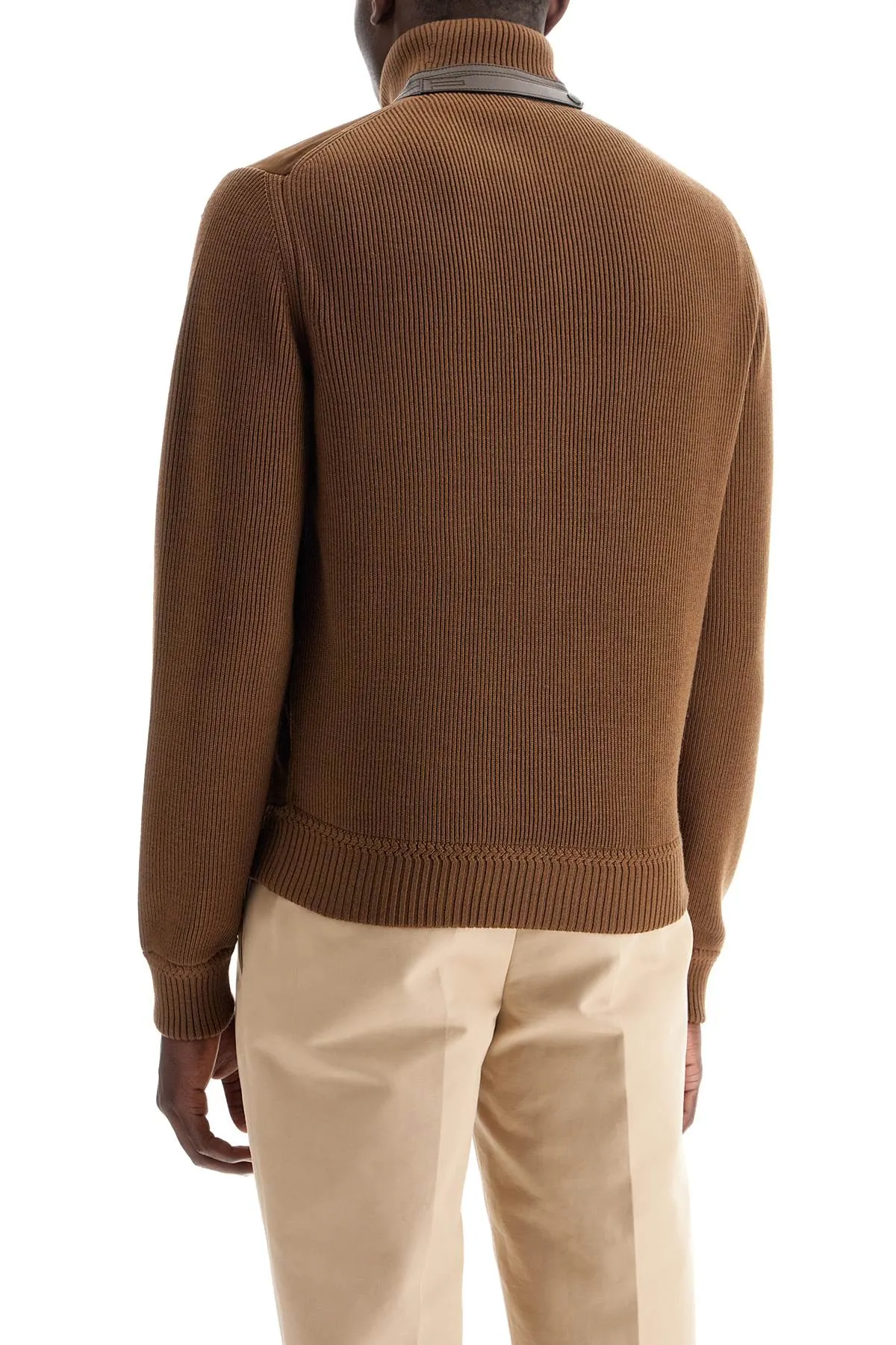 knit and suede blouson KBF001 YMW050F24 TOFFEE