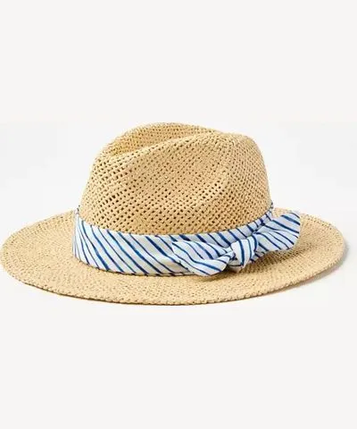 Loft Striped Bow Straw Fedora