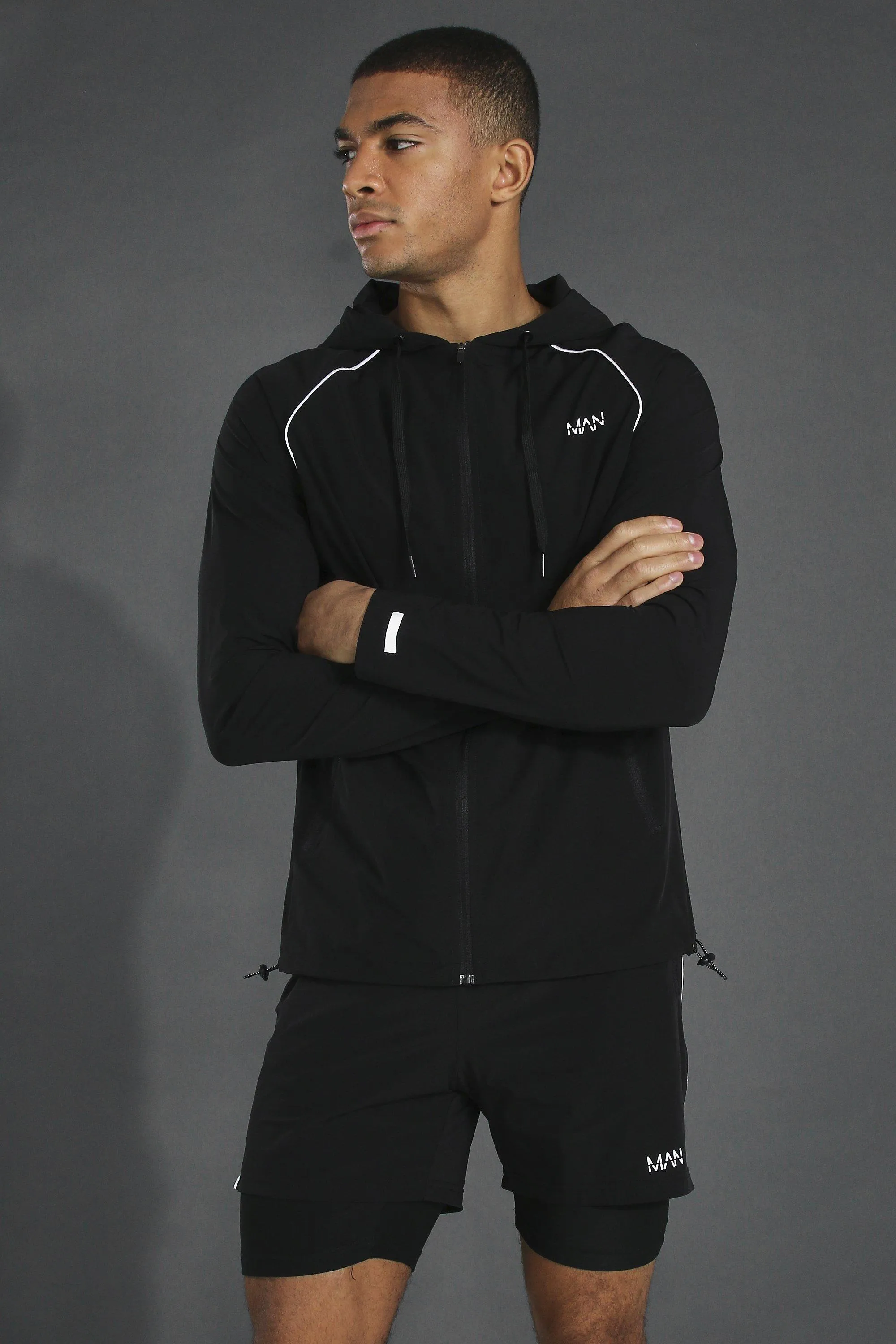 Man Active Lightweight Zip Through Jacket | boohooMAN UK