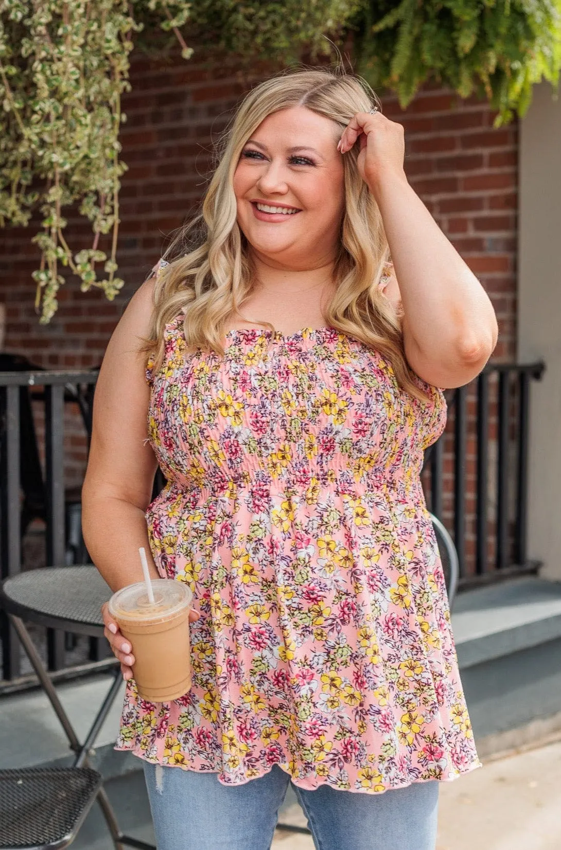 Marvelous Marigold Smocked Tank- Peach