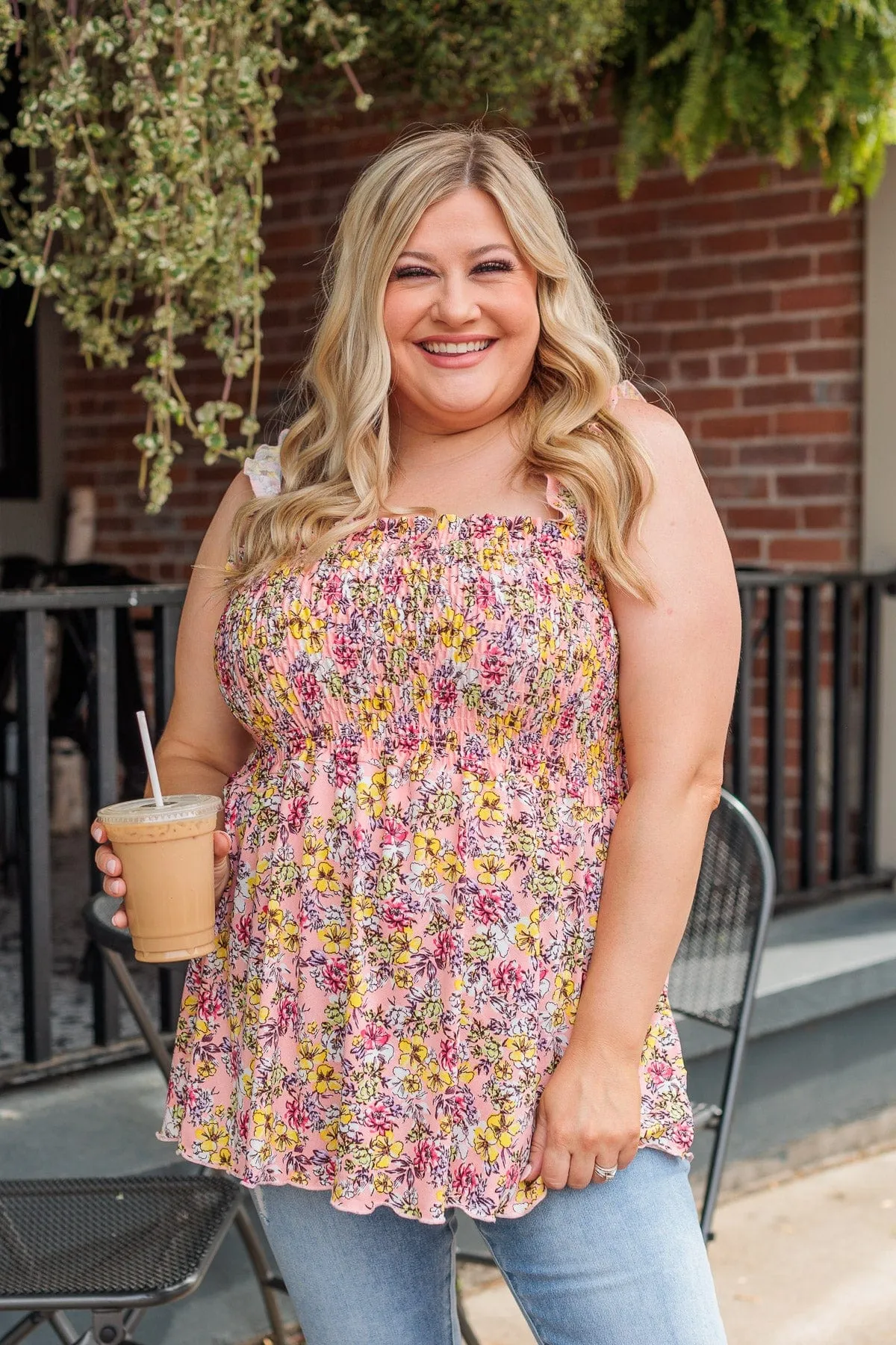 Marvelous Marigold Smocked Tank- Peach