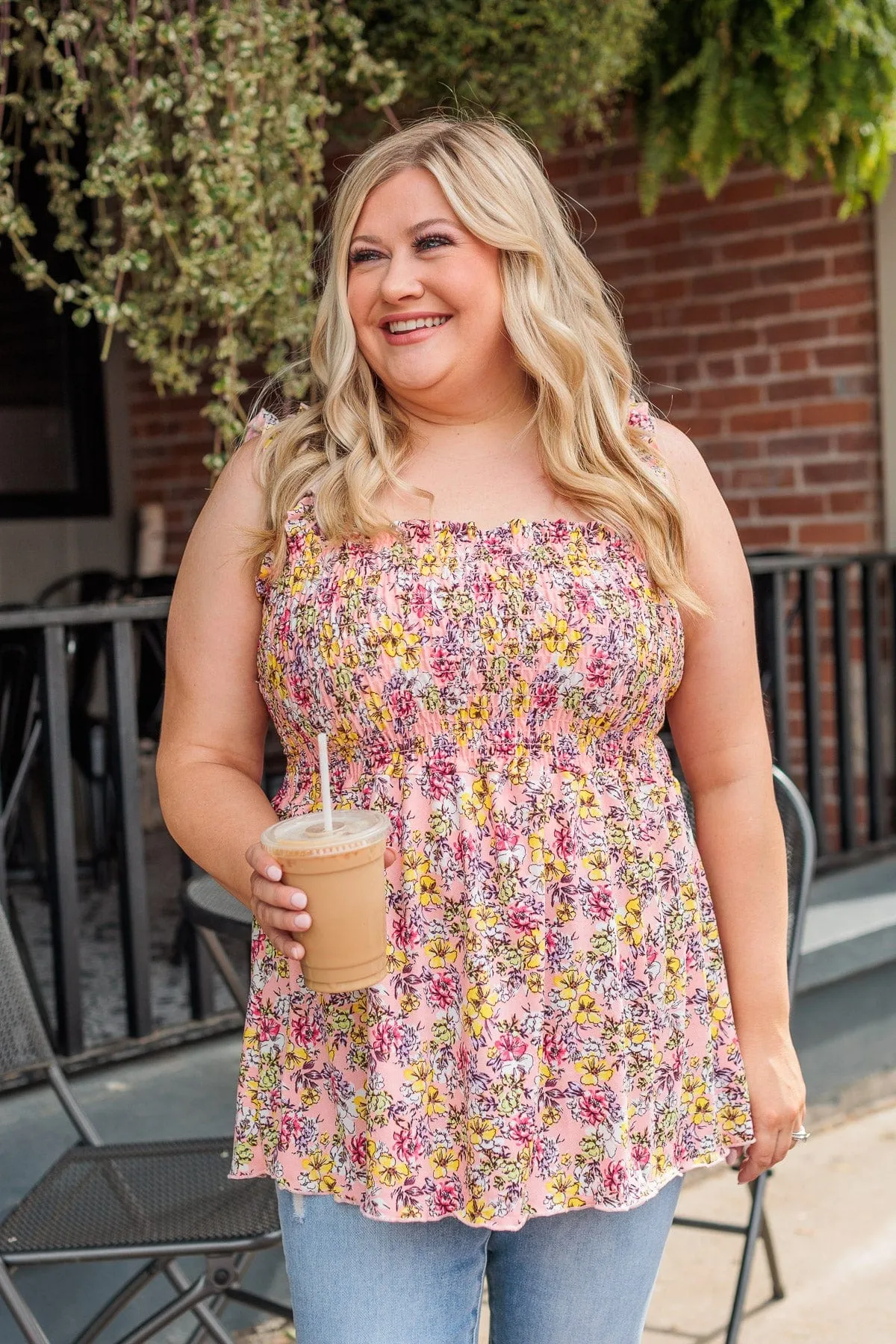 Marvelous Marigold Smocked Tank- Peach