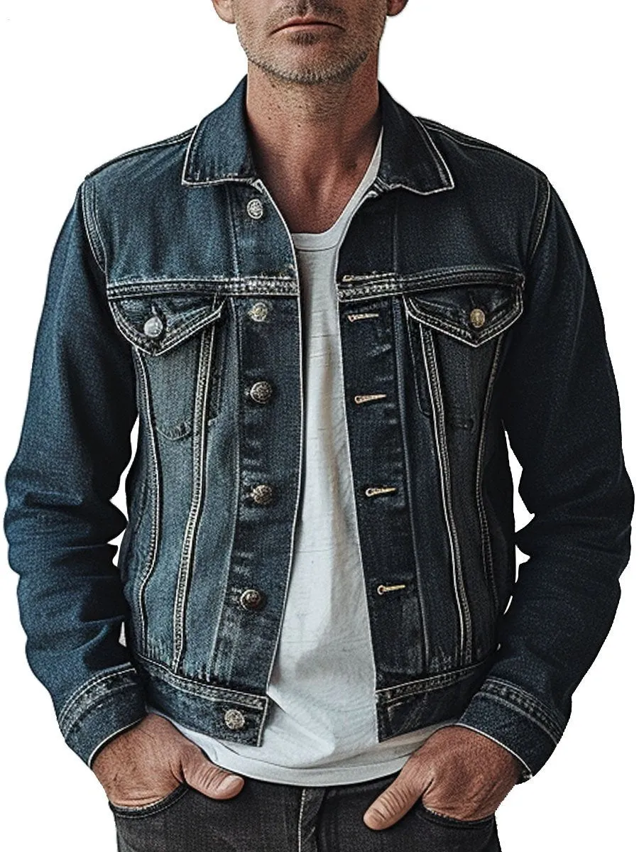 Men's Retro Multi-Pocket Casual Denim Jacket