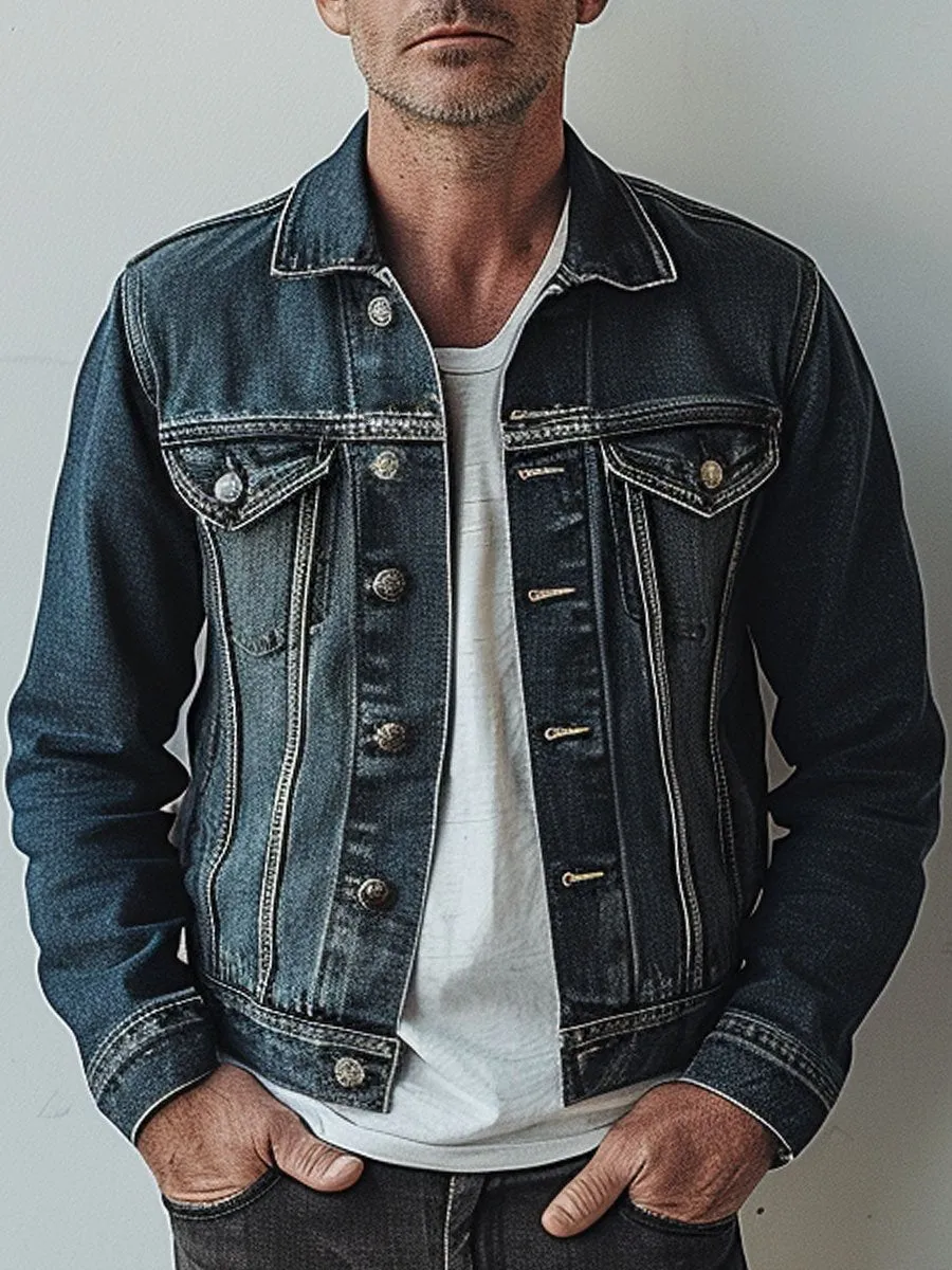 Men's Retro Multi-Pocket Casual Denim Jacket