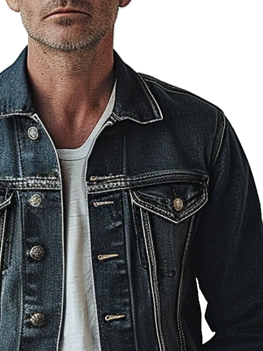 Men's Retro Multi-Pocket Casual Denim Jacket