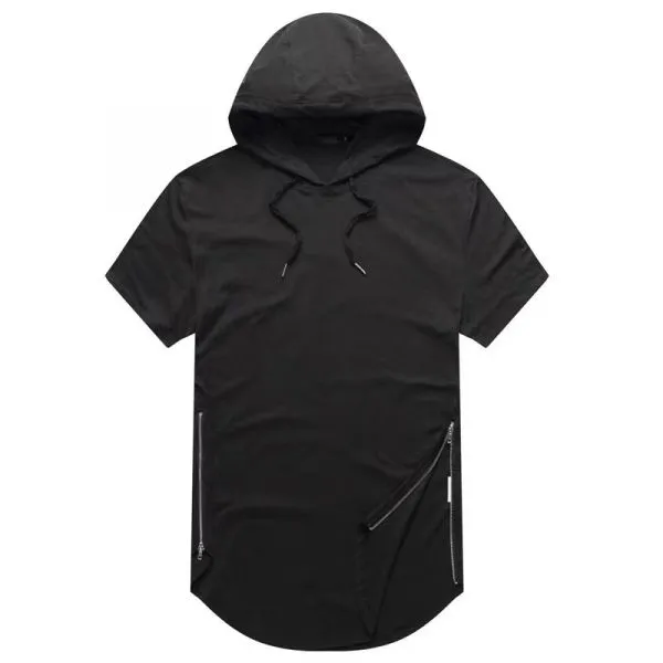 Men's hooded long cotton short sleevet-Shirt